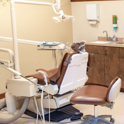 Empty dentist chair, representing regular dental checkups and cleanings