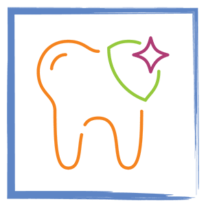 Colorful dental sealant icon representing preventive dentistry services at commerce park